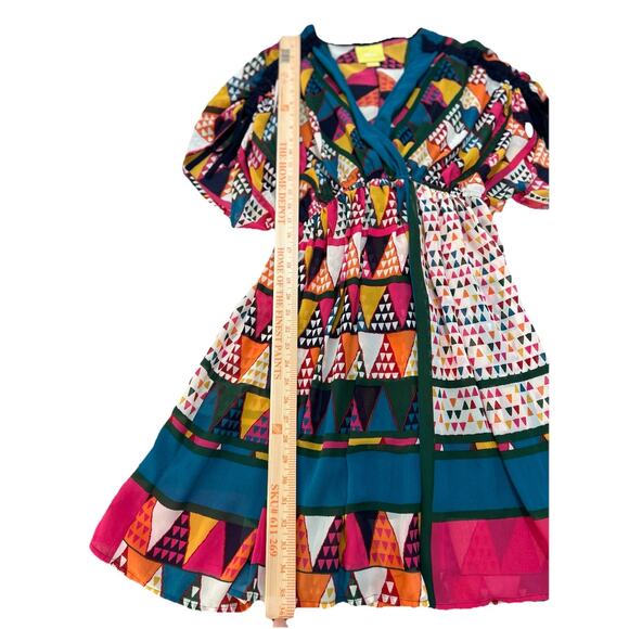 Anthropologie Maeve Women's Geo Print Multicolor Dress Size US 4 Sheer - Picture 3 of 8